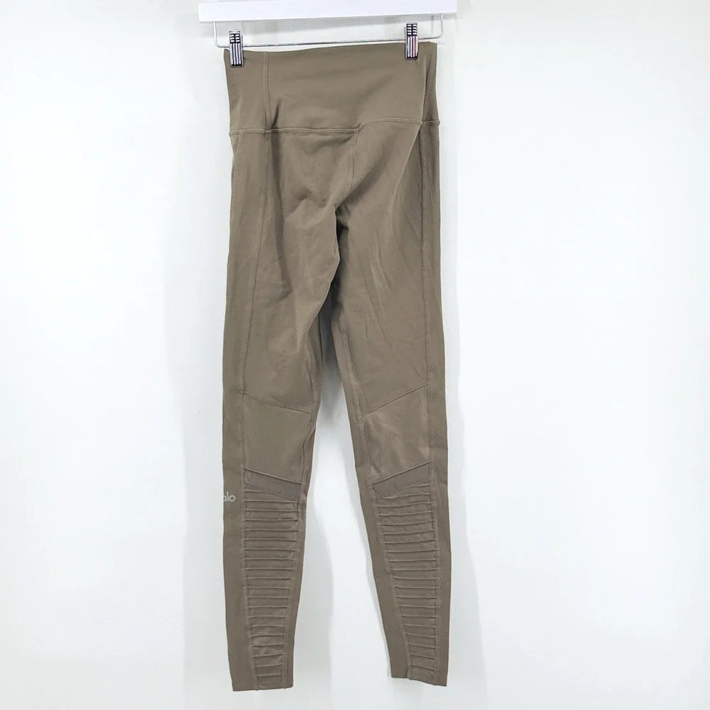 Alo Yoga Moto Legging High Waist Small Olive Green Womens Activewear Yoga Pants